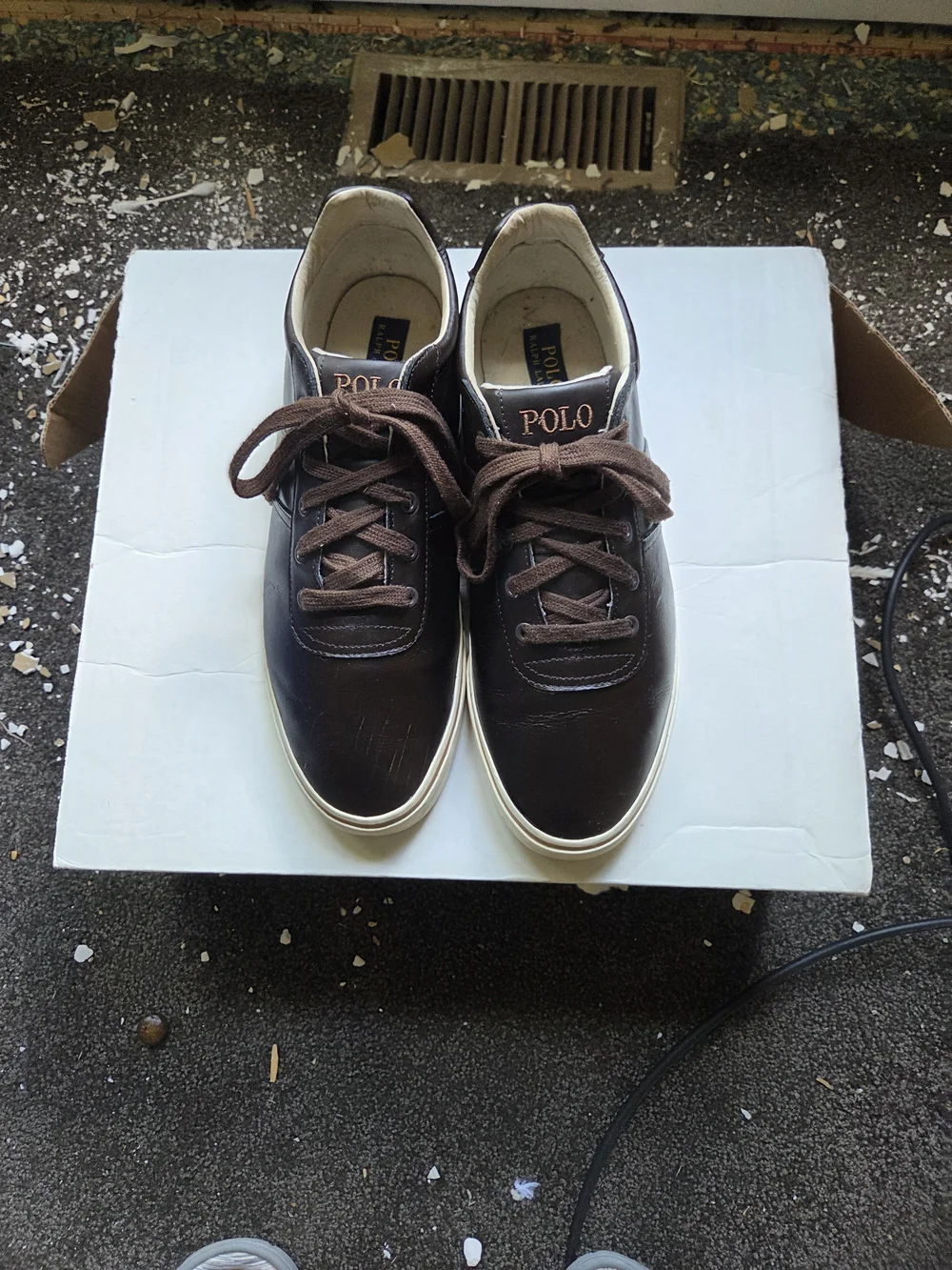 Polo by Ralph Lauren Brown Leather Sneakers with White Soles
